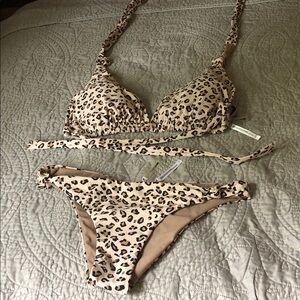 Leopard Print Bikini Set - Beige Animal Print Women's Swimwear